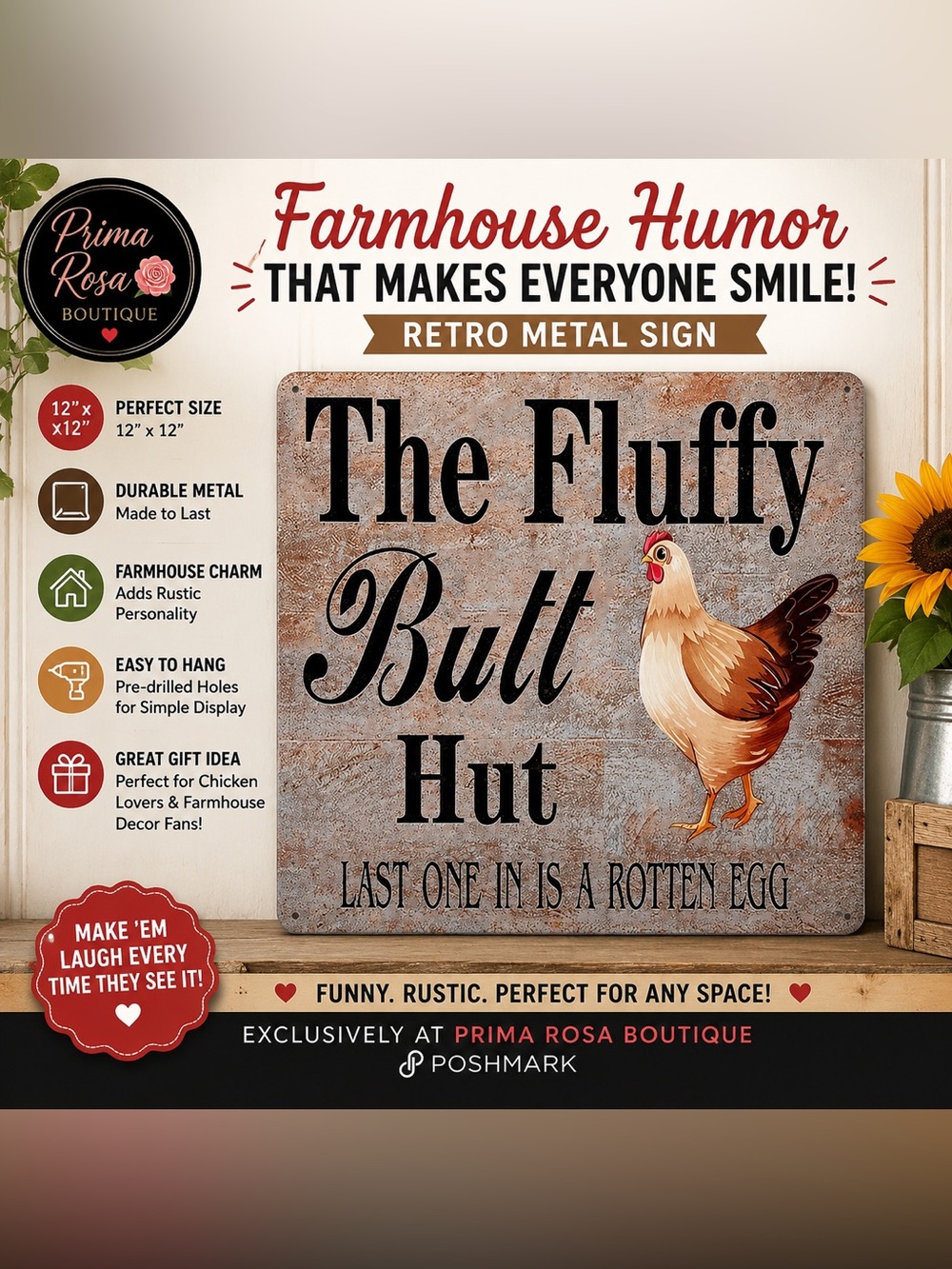 COPY - The Fluffy Butt Hut Metal Sign